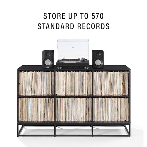 Crosley Furniture Enzo 6 Cube Record Storage Media Player Stand, Vinyl Records Holder, Black Crosley Furniture
