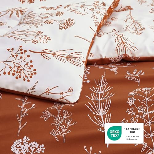 Bedsure Twin/Twin XL Comforter Set - Terracotta Bed Set, 2 Pieces Cute Floral Bedding, 1 Soft Reversible Botanical Flowers Comforter and 1 Pillow Sham Bedsure