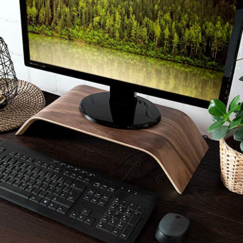 kalibri Wood Monitor Stand Riser - Computer Desk Holder Desktop Dock Wooden Mount Display for PC TV Screen Notebook Laptop - Walnut kalibri