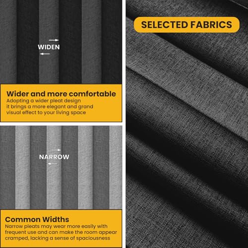AJAZZ 100% Blackout Room Divider Curtains - with Flexible Ceiling Curtain Track, Noise Reduce Barrier for Portable Curtain for Sliding Glass Door/Space Room Divider r(Black, W180 x L96, 1 Pack) AJAZZ