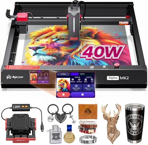 Algolaser 40000mW Laser Engraver Machine - Laser Cutter/Engraver with Air Assist Kit - Laser Engraving Machine with 3.5" Smart Touchscreen & AlgoOS System,Laser Engraver for Metal,Wood,Acrylic AlgoLaser