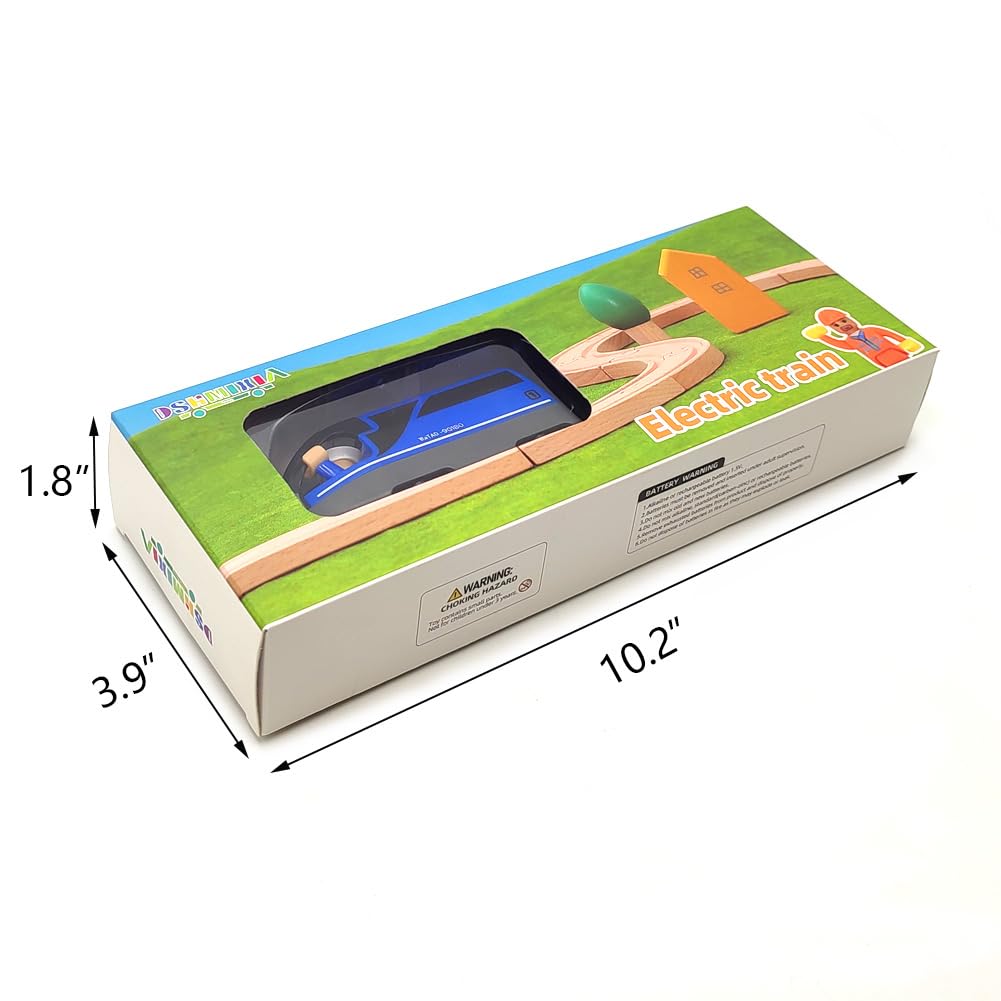 DSHMIXIA Battery Operated Train for Wooden Train Track Set Toys for Toddlers 3 4 5 Year Old Boys Kids Magnetic Couplings City Vehicle with Figures(Without Battery) DSHMIXIA