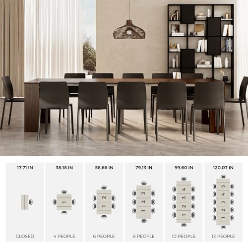 Mobili Fiver, Easy, Extendable Console Table with Extension Leaves Holder, 17.7(120.1) x35.4 in, Walnut, for 4-12 People, Space Saving Dining Table for Entrance, Living Room, Italian Furniture Mobili Fiver