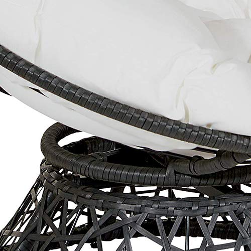 OSP Home Furnishings Wicker Papasan Chair with 360-Degree Swivel, Grey Frame with White Cushion OSP Home Furnishings