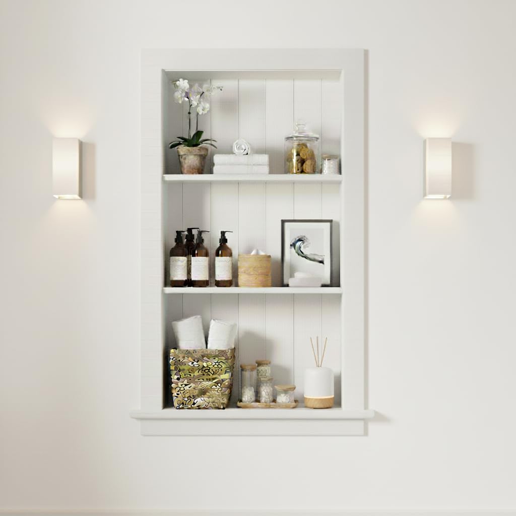 Houseables Recessed Wall Niche, Recessed Medicine Cabinet, Medicine Cabinet Insert, In Wall Shelf, Bathroom Niche, Insert for Drywall, Between Studs Shelf Replacement, Without No Mirror, 14x24 (17x27) Houseables