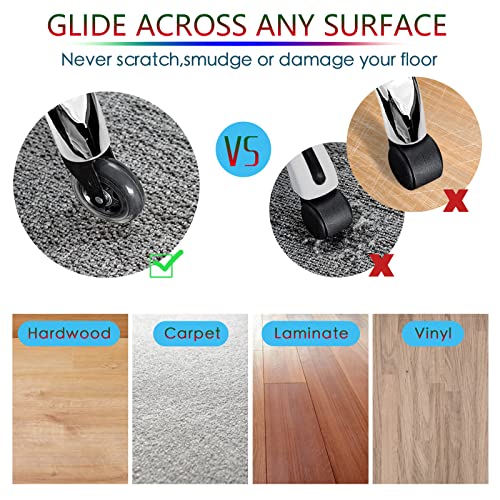 Computer Chair Wheels - 3" Heavy Duty Caster Wheels(2200lbs),Mute Rolling Desk Chair Wheels Replacement (Set of 5)-Rubber Office Chair Wheels for Carpet, Wood Floors,Hardwood Floors Minewill