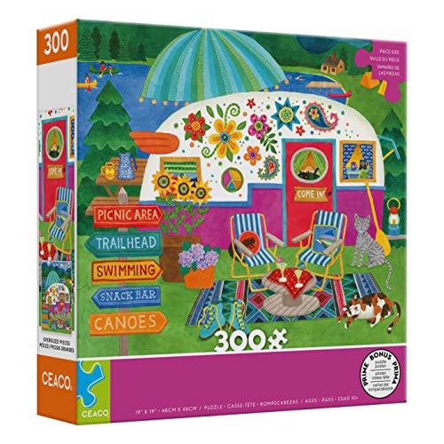 Ceaco - Happy Camper - Lake Camper - Oversized 300 Piece Jigsaw Puzzle Ceaco