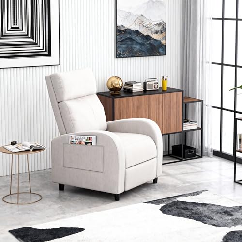 Homall Recliner Chair, Recliner Sofa for Adults, Recliners Home Theater Seating with Lumbar Support, Reclining Sofa Chair for Living Room (Fabric, Beige)