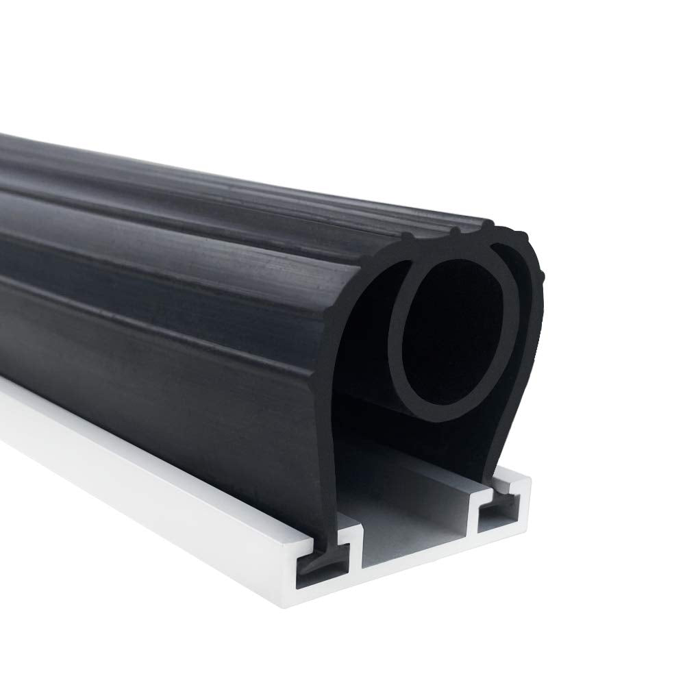 Garage Door Seals Bottom Rubber with Pre-drilled Aluminum Track Retainer Base Kit,Heavy-Duty U Shape +O Ring Combination Garage Door Weather Stripping Kit (10Ft, Black) DGSL