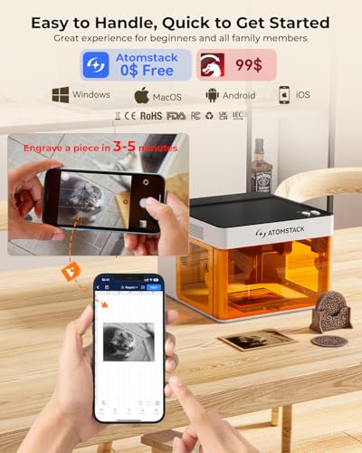 ATOMSTACK P1 Dual Laser Engraver, 5W Diode, 1.2W Infrared Laser, Laser Cutter, Enclosed Laser Engraving Machine, Beginners, Hobbyists, Stainless Steel, Black Acrylic, Unibody Laser, 2-in-1 Laser ATOMSTACK