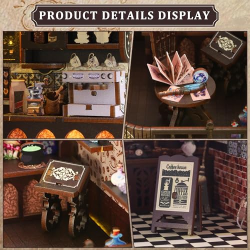 SUNNINO Book Nook Kit - DIY Miniature Doll House Kit Doll House 3D Wooden Puzzles with LED Lights, Book Nook Kits for Adults and Teens Best Gifts for Family Friends