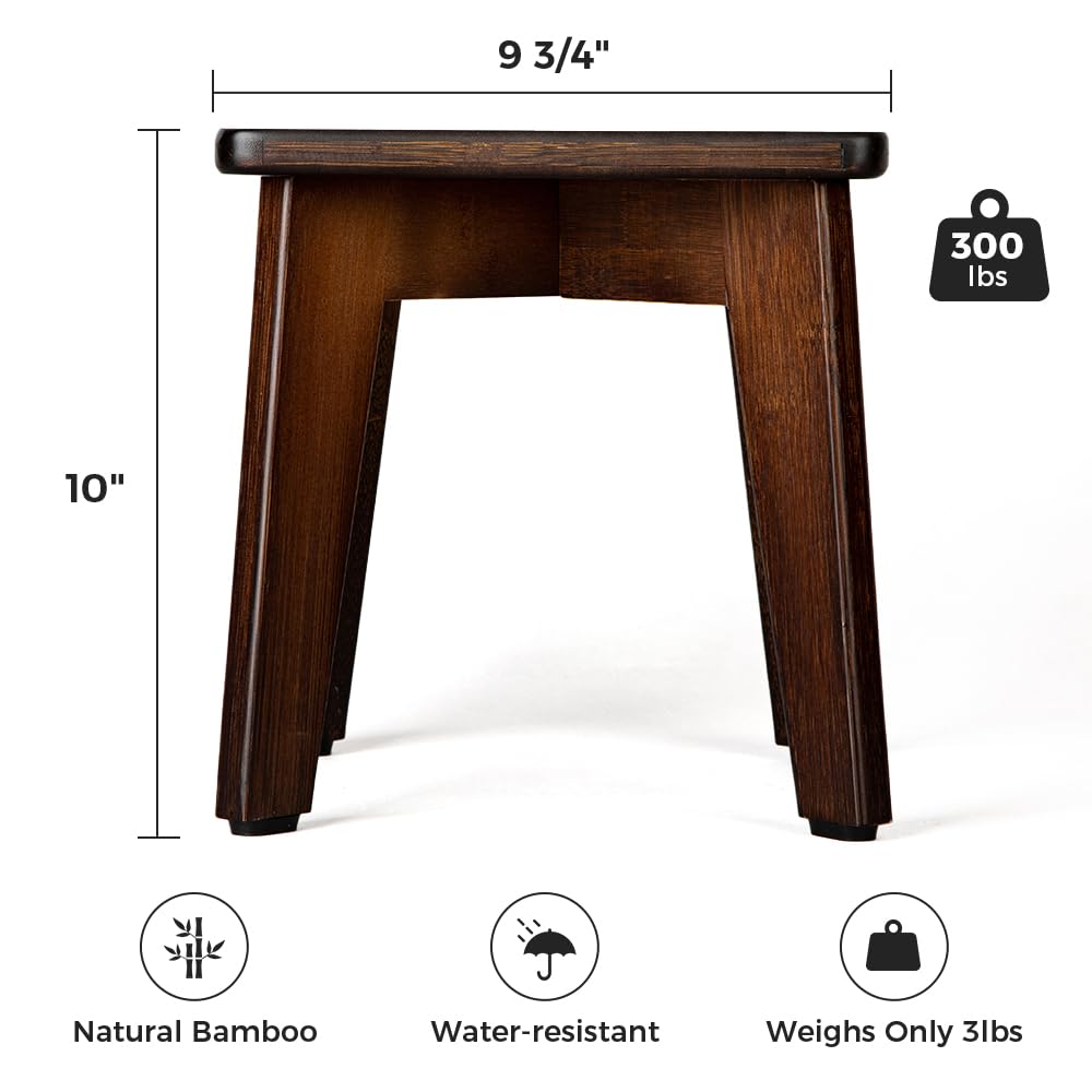 StrongTek Bamboo Small Step Stool, Durable and Stylish Wooden Step for Adults and Kids, Perfect for Kitchen, Bathroom, Bedroom, or Living Room, Non-Slip, Compact, Portable, Easy to Store (Chocolate) StrongTek