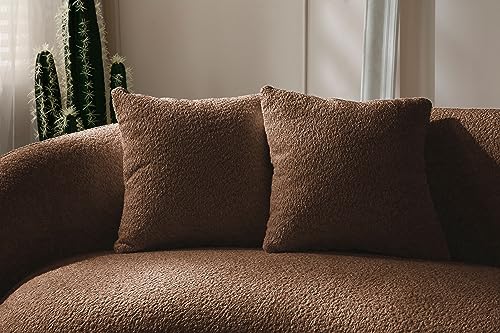 ERYE Modern 5 Seats Curved Sofa Oversized Teddy Fleece Boucle Sofa&Couch, Beautiful Freestanding Half-Moon Sofa Comfy Leisure Couch with 4 Big Pillows for Home Office Apartment Living Room ERYE