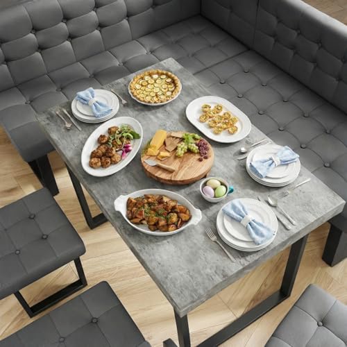 Modern Corner Dining Table Set, 72 Inch Breakfast Nook with Banquette, 5 Piece Set with Storage Bench, Grey XIAO WEI