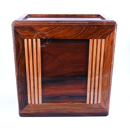 Hind Handicrafts Handmade Rosewood Wooden Urns for Human Ashes Adult Large - Wooden Box Funeral Cremation Urns for Ashes Engraving (10.5" x 6.5" x Hind Handicrafts