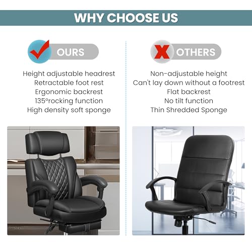 Executive Office Chair, Gaming Chairs with Footrest, Home Office Desk Chair, Ergonomic Computer Chairs with Lumbar Support, Suitable for Office and Home Use fidom
