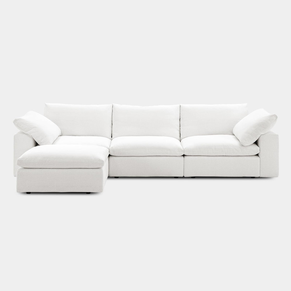 Vorthio Cloud Couch Sectional 110.2'' Oversized Modular Deep Seat Sofa L Shaped Comfy White Cloud Couch with Washable Cover for Living Room 3 Seater with 1 Ottoman Vorthio