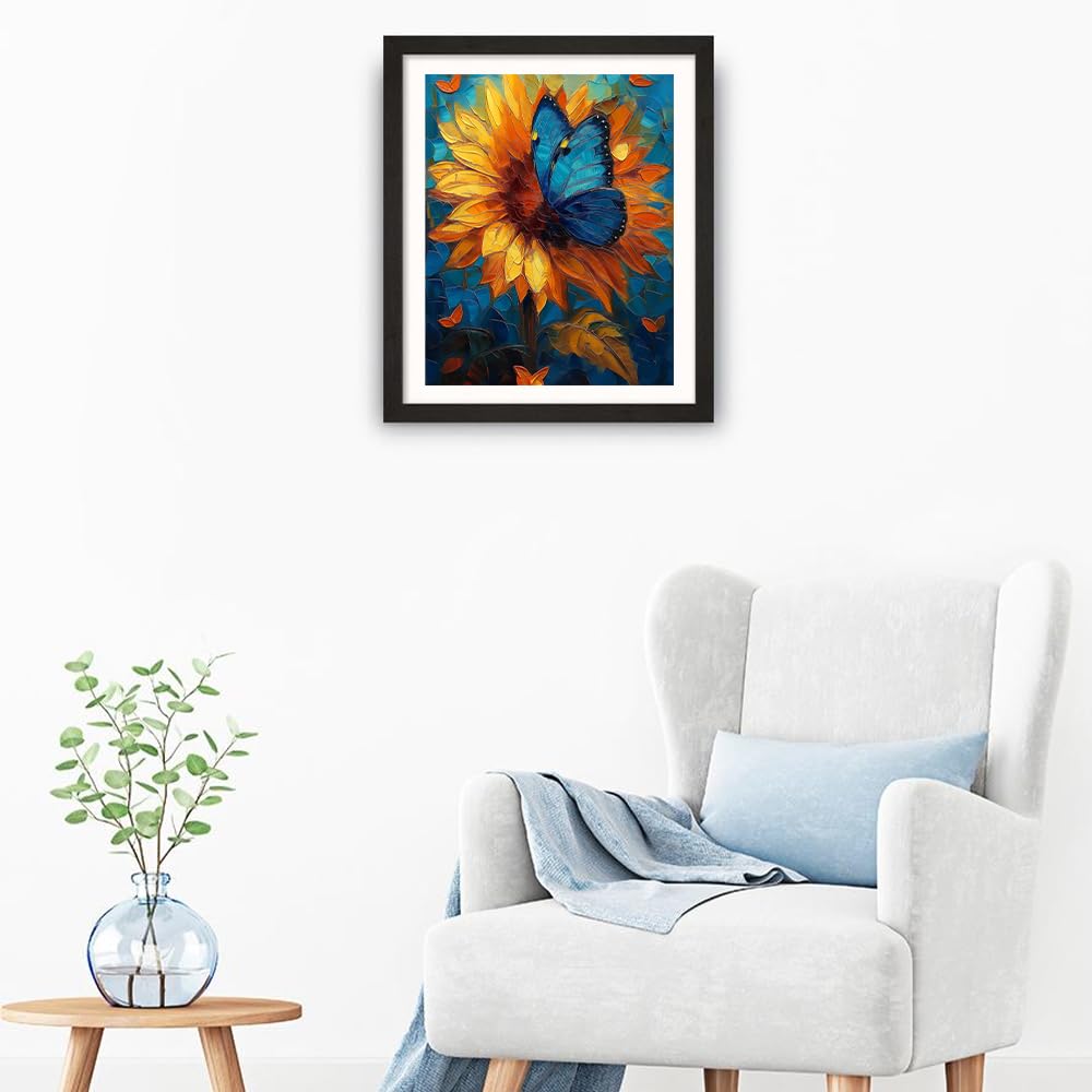 Natuyalo Paint by Number Kits for Adults Paint by Numbers for Adults Beginner, DIY Paint by Numbers for Ideal Gift Home Wall Decor (Butterfly on Sunflower, 16x20 Inch) Natuyalo