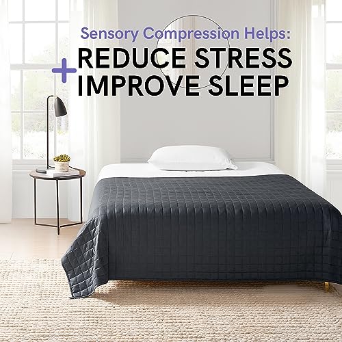 YnM 15lbs Weighted Blanket for Adults, Heavy Bed Throw Blanket with Cooling Glass Beads for All Season Use, Ideal for ~90lbs (48x72 Inches, Twin/Full, Dark Grey) YnM