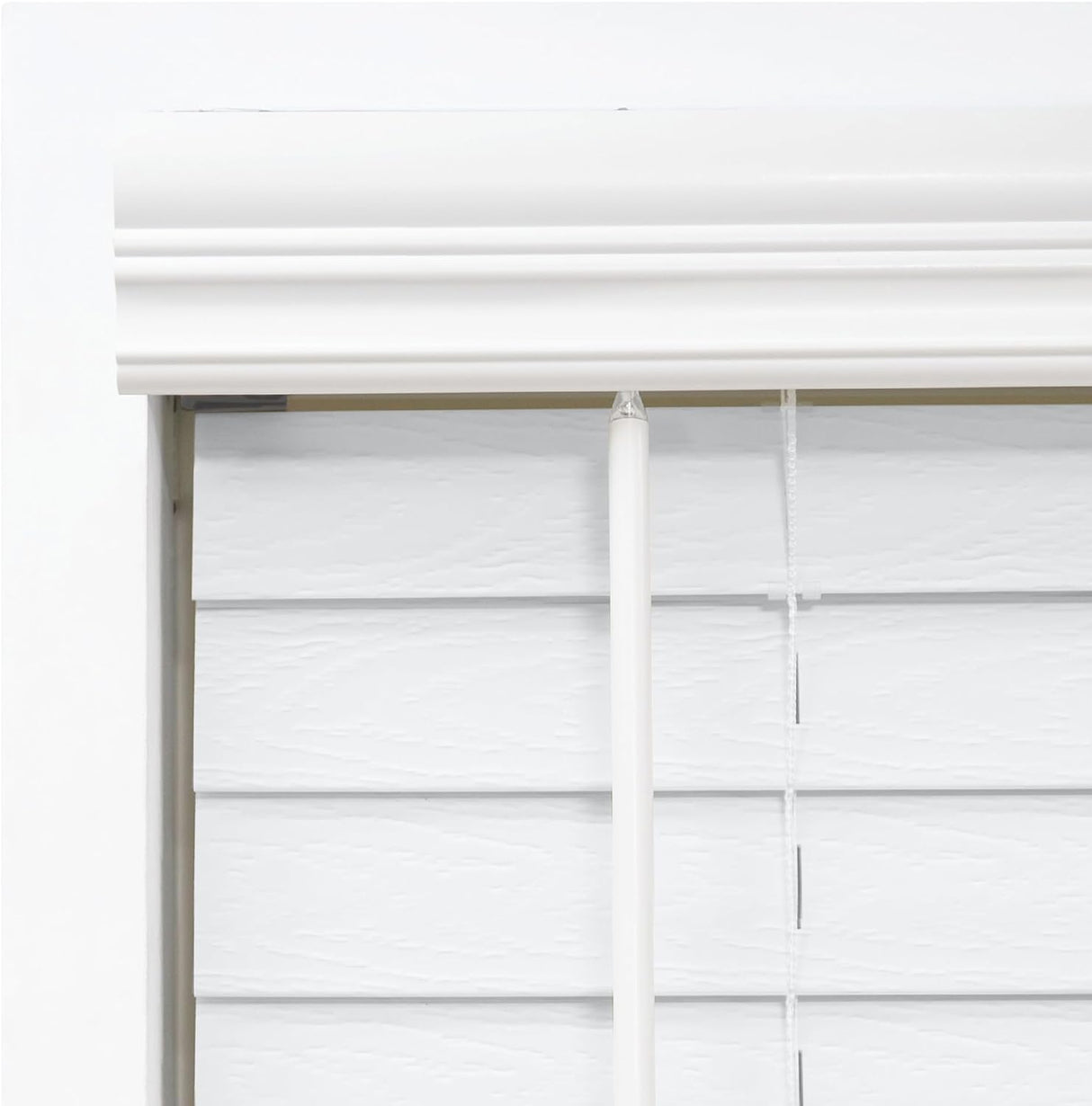 DEZ FURNISHINGS Cordless 2" Signature Faux Wood Blind, 32" W x 60" H, Snow White DEZ FURNISHINGS