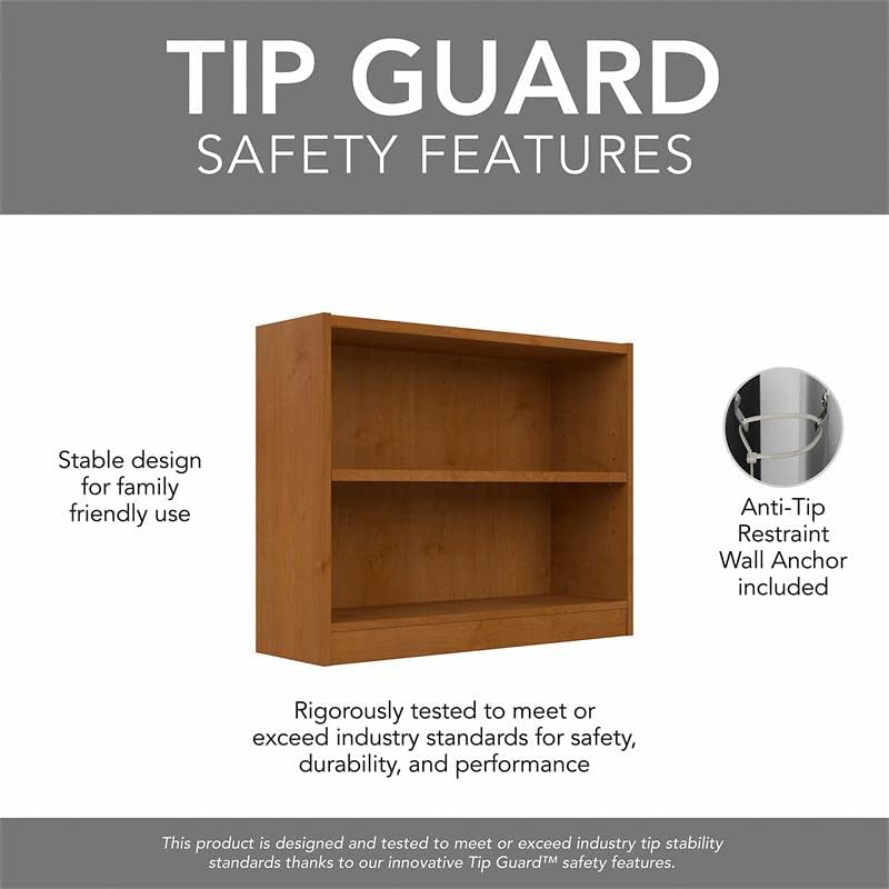 Bush Furniture Universal Small 2 Shelf Bookcase Set - Natural Cherry Finish, Versatile Storage for Home Office or Living Room Bush Business Furniture