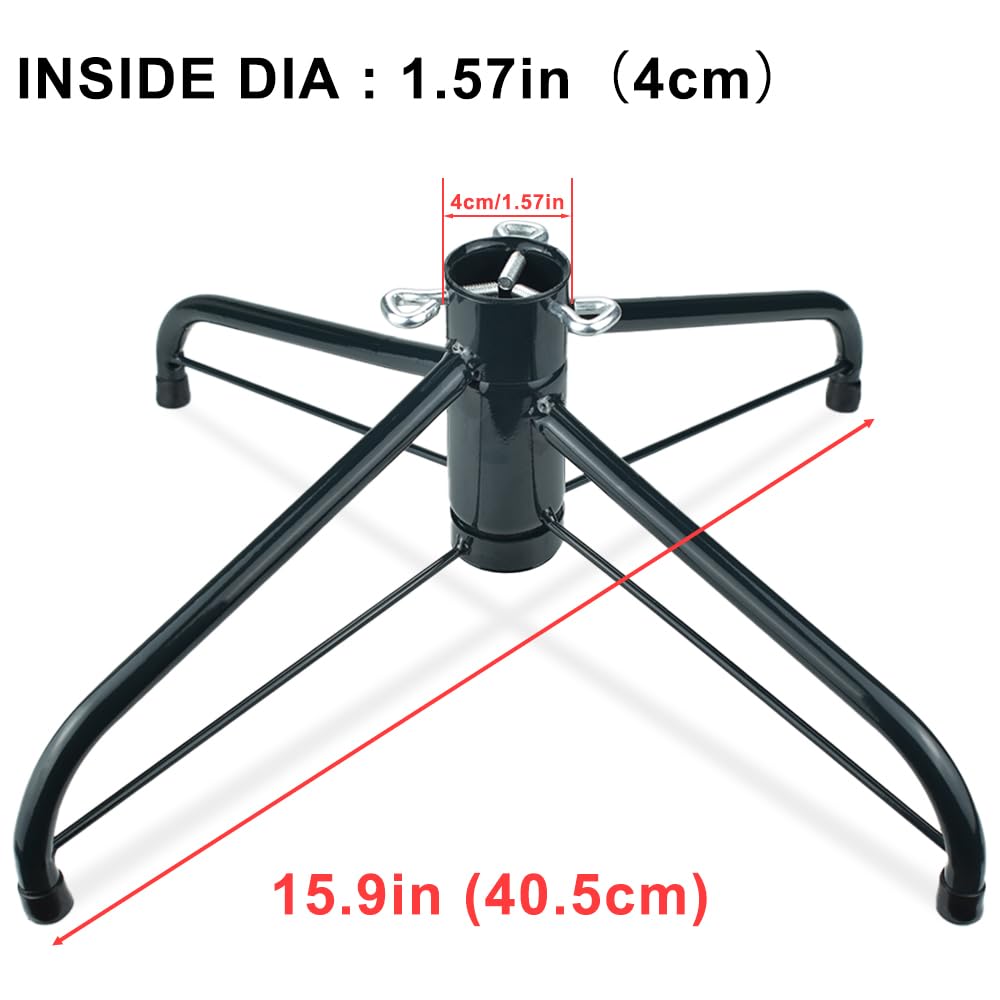Finphoon Metal Christmas Tree Stand, Foldable Xmas Tree Base for 4-8 Ft Artificial Trees, 15.7 Inch Replacement Christmas Tree Stand Bracket Fits 0.5-1.57 Inch Poles,Dark Green Finphoon