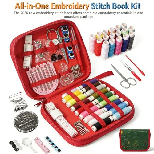 2026 Upgraded Embroidery Stitch Book Kit for Beginner, DIY Book Embroidery Kit with Full Tools and Instructional Tutorial 106 Patterns for Craft Lovers and Sew Enthusiast,DIY Craft Lovers (1pcs)