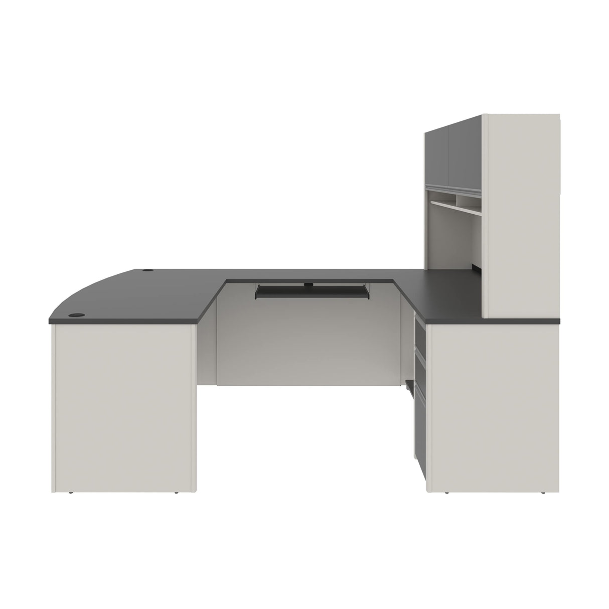 Bestar Connexion U-Shaped Workstation with Three Drawers, 72W, Slate/Sandstone Bestar