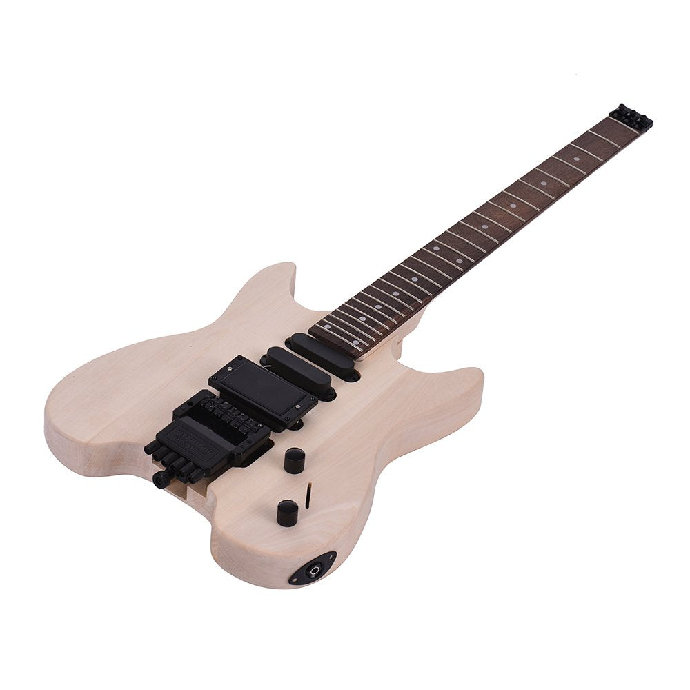 ACAGALA Unfinished DIY Electric Guitar Kit Basswood Body Rosewood Fingerboard Maple Neck Special Design Without Headstock ACAGALA