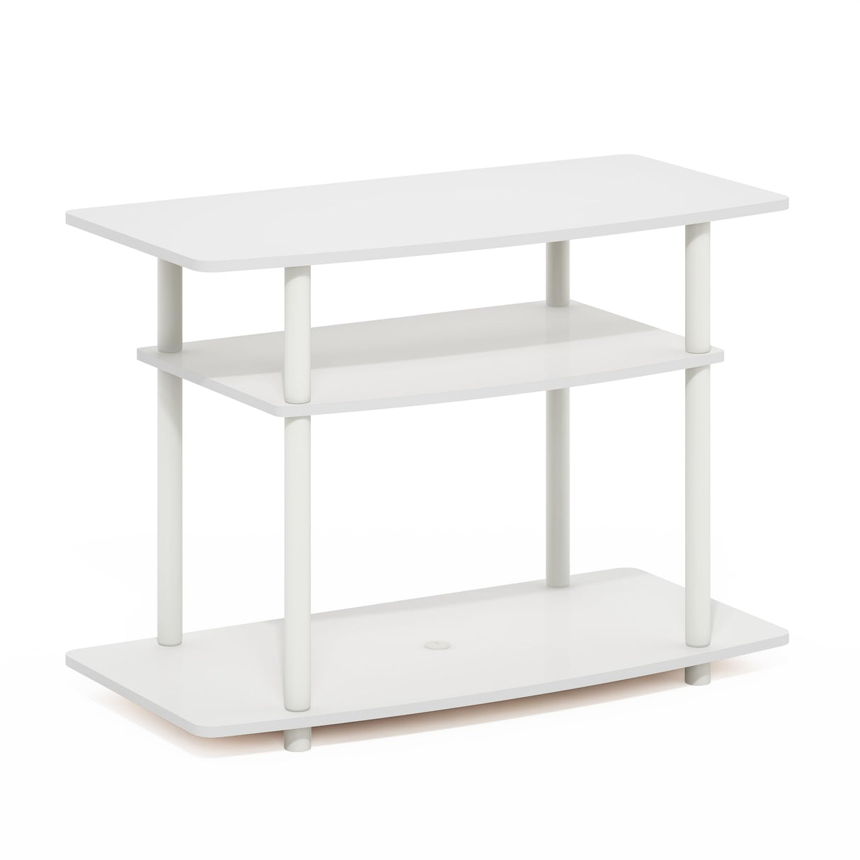 Furinno Turn-N-Tube No Tools 3-Tier TV Stands, White/White Furinno