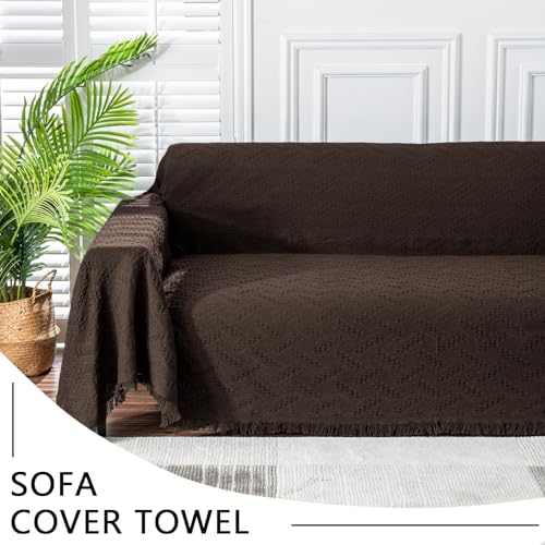 MEETSKY Sofa Covers Small Couch Cover Couch Slipcovers for Reclining Loveseat/Chair/Futon Washable Sofa Protector Decorative Modern Style for Living Room (71"x 91", Medium, Chocolate) MEETSKY