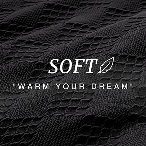 EXQ Home Waffle Comforter Queen Size - Super Soft Embossed Design Comforter Set 3 Pieces, Black 3D Diamond Pattern Bedding Set,Winter Warm Bed Set,1 Comforter with 2 Pillowcases EXQ Home