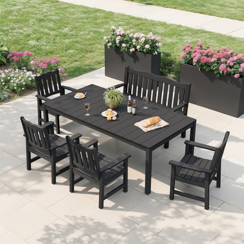 Stoog Outdoor Bench, 2-Person Garden Benches for Outdoors, All-Weather HIPS Garden Bench with 800 lbs Weight Capacity, Never Rot or Fade, for Garden, Porch, Backyard and Park, Black Stoog