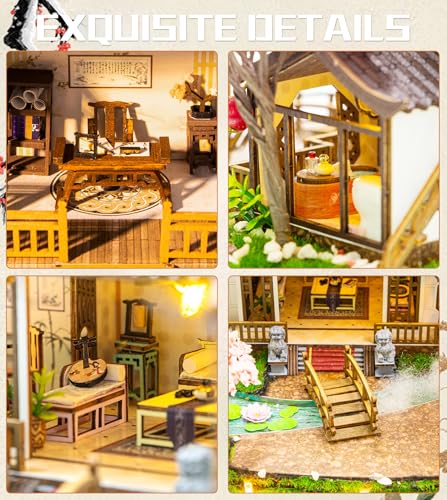 Spilay DIY Miniature House Kit, Fairyland Miniature Dollhouse Kit with Music Box, Mini House Building Kit Book Nook for Adult, Creative Bookshelf Decoration & Unique Gift
