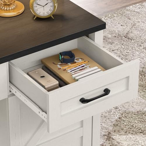 Farmhouse 67" H Executive Desk with Hutch,Office Desks with 5 Drawers, Computer Desk with Storage Cabinet & File Drawers and Charging Station, Wood Workstation for Home Office and Study.(Black). Halitaa