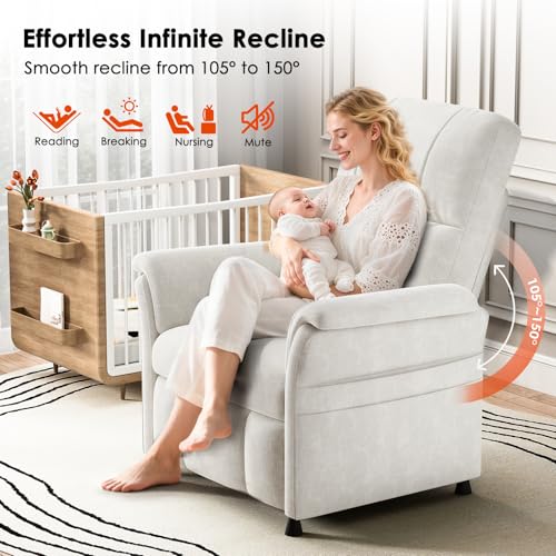 AMADA HOMEFURNISHING Power Recliner Chair for Adults, Adjustable Modern Chenille Reclining Chair with Side Pockets, Remote, Footrest, Thick Seat Cushion for Home Theater, Living Room, Bedroom & RV
