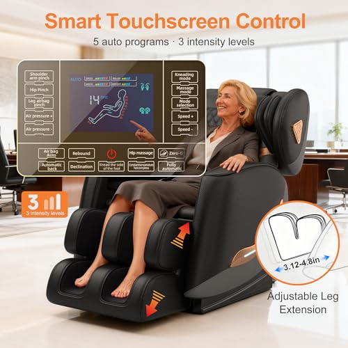 GOLD TIME Upgraded Massage Chair Full Body, Zero Gravity Recliner with Heat, 10 Fix Points, Bluetooth, Touch Screen, Footrest, Shiatsu Massage Chair Full Body for Parents, Seniors & Easy Assembly GOLD TIME