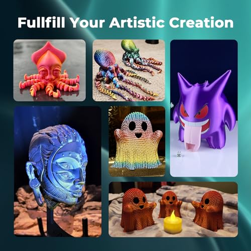 AMOLEN 3D Printer Filament Bundle, PLA Filament 1.75mm, Dual Color Filament, Silk Red Gold, Silk Red Green, Silk Red Blue, Silk Blue Green, 3D Printing Filament 200gX 4 Spools AMOLEN