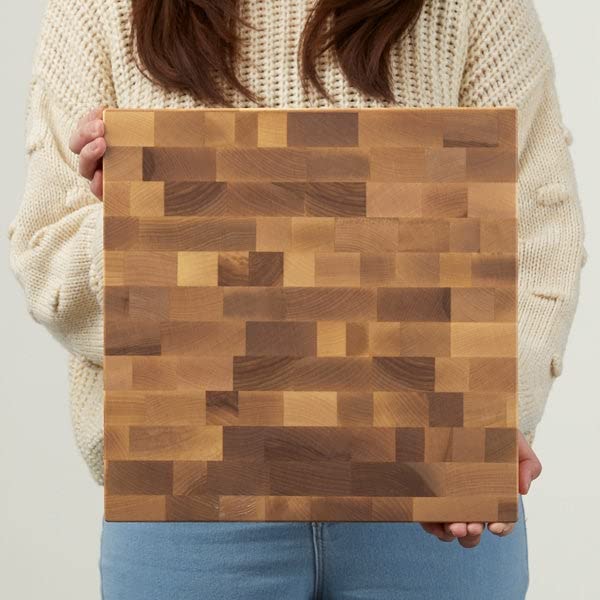 Personalization Universe Laurel Wreath Personalized Butcher Block Cutting Board, Custom Engraved Wood Cutting Board for Kitchen, Wedding Gift, Housewarming 12x12x1.25" - Made in USA Personalization Universe