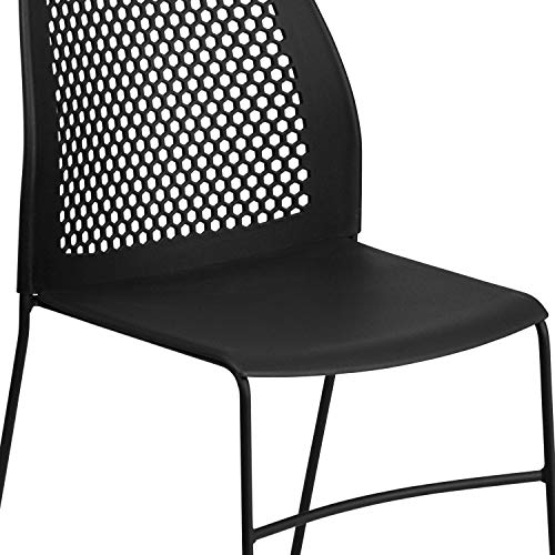 Flash Furniture Hercules Series Contoured Lobby Chairs with Air-Vent Honeycomb Backs, Ergonomic Stacking Chairs for Offices, Set of 5, Black