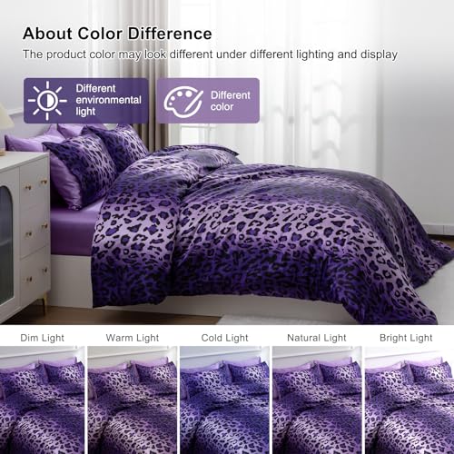 A Nice Night Leopard Printed,Satin Silky Soft Quilt Sexy Luxury Super Soft Microfiber Comforter Quilt Bedding Comforter Set Full/Queen, Light Weighted (Purple, Queen(88-by-88-inches)) A Nice Night