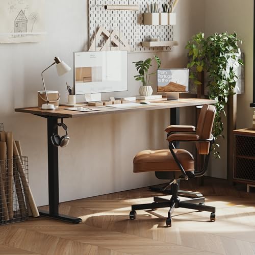 Agilestic Electric Standing Desk, Large 63 x 24 Inches Height Adjustable Desk, Sit Stand up Desk for Work Office Home, Splice Board, Rustic Brown Agilestic
