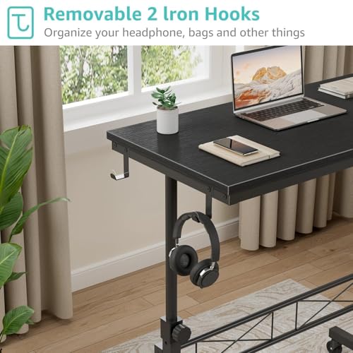 WINAZ Small Portable Rolling Standing Desk - 32 Inch Adjustable Height Mobile Teacher Podium on Wheels for Classroom, Stand Up Desks for Treadmill Walking Pad, Couch Sofa Side Laptop Table, Black WINAZ