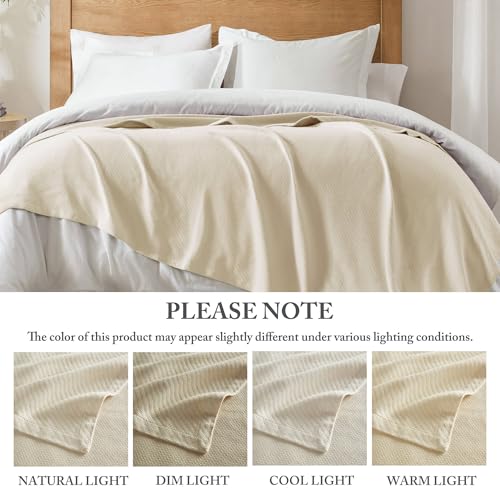 Madison Park Liquid Cotton Luxury Blanket Premium Soft Cozy 100% Ring Spun Cotton For Bed , Couch or Sofa, King, Ivory Madison Park