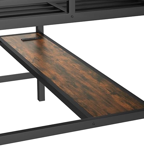Bellemave Twin Loft Bed with Desk and LED, Metal Twin Loft Bed Frame with USB guardrail and Ladder for Adults, Kids, Teens, Black Bellemave