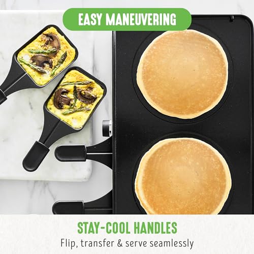 GreenLife Raclette Indoor Tabletop Grill, Healthy Ceramic Nonstick, 2-in-1 Grill and Griddle, 8 Square Nonstick Pans, Adjustable Temperature Control, Easy Indicator Light, PFAS-Free, Turquoise GreenLife