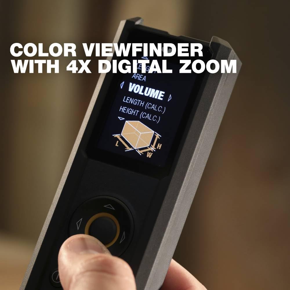 ToughBuilt - 165' Laser Distance Measurer, Bluetooth Laser Distance Measurer, Large Color Screen with viewfinder - (TB-H2-LM-165-BT) ToughBuilt