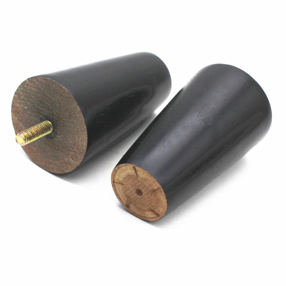 WEICHUAN Black Round Solid Wood Replacement Sofa Couch Chair Ottoman Loveseat Coffee Table Cabinet Furniture Wood Legs Wood Furniture Legs(4" Set of 4) WEICHUAN