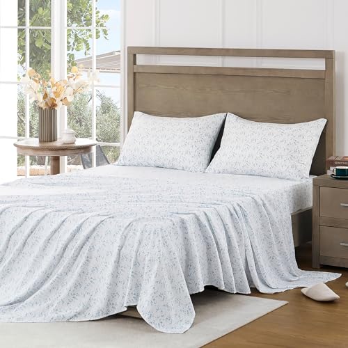 FreshCulture Floral Bed Sheets - Ultra Soft Twin XL Sheets - Brushed Microfiber Blue Floral Sheets - Deep Pockets up to 16" - Easy Care - Hotel Luxury 3 Piece Flower Printed Sheets Twin XL, Lille FreshCulture