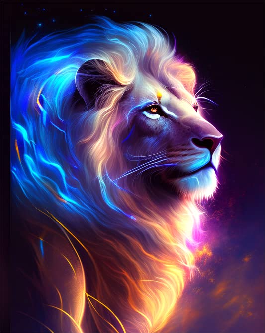DIY Diamond Painting Kits Glowing Lion - 5D Animals Art Full Drill Crystal Rhinestone Embroidery Craft Kits for Bedroom Decor Gifts - 12x16inch Snuqevc